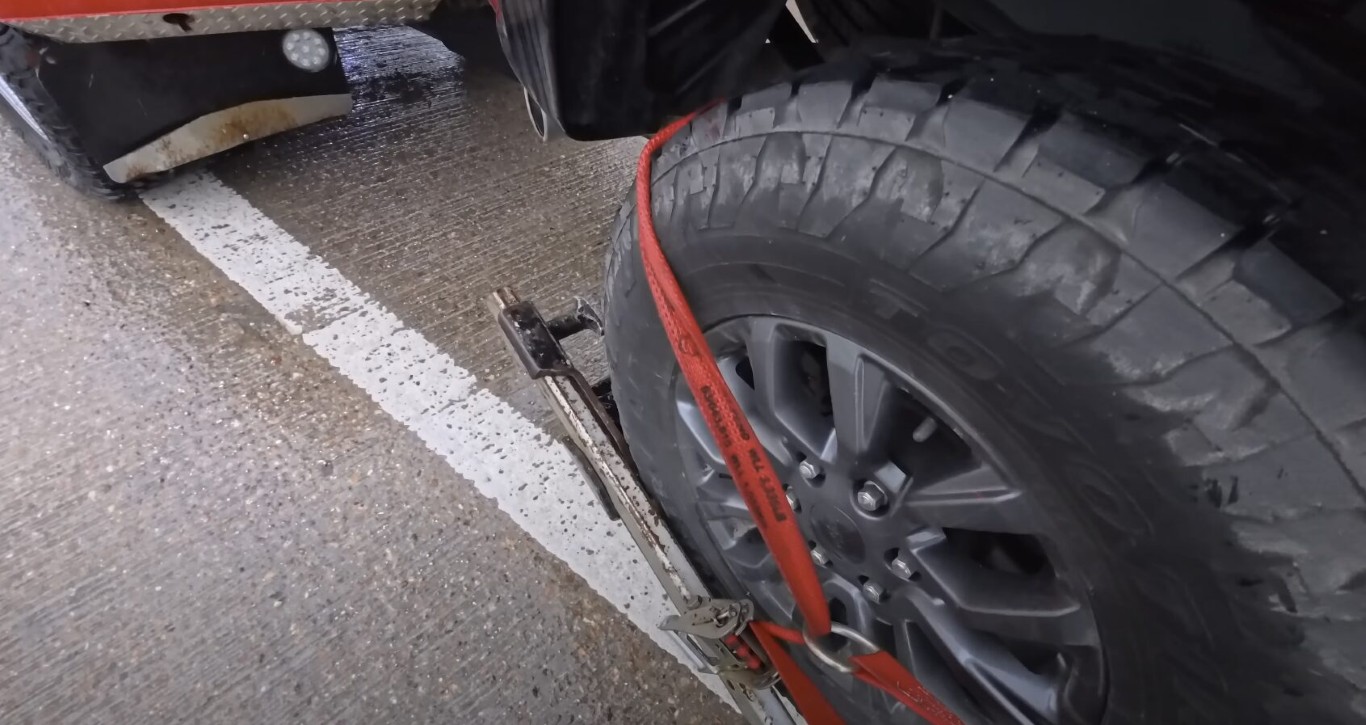 Specialized motorcycle towing equipment with secure straps in Hollister, CA